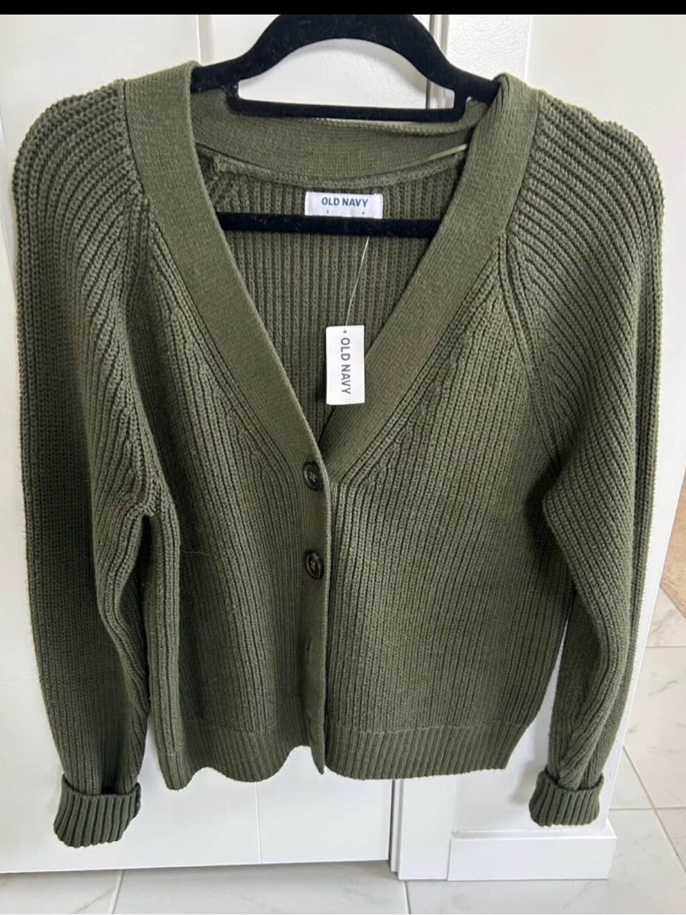 Old Navy Olive Green Chunky Knit Button Cardigan